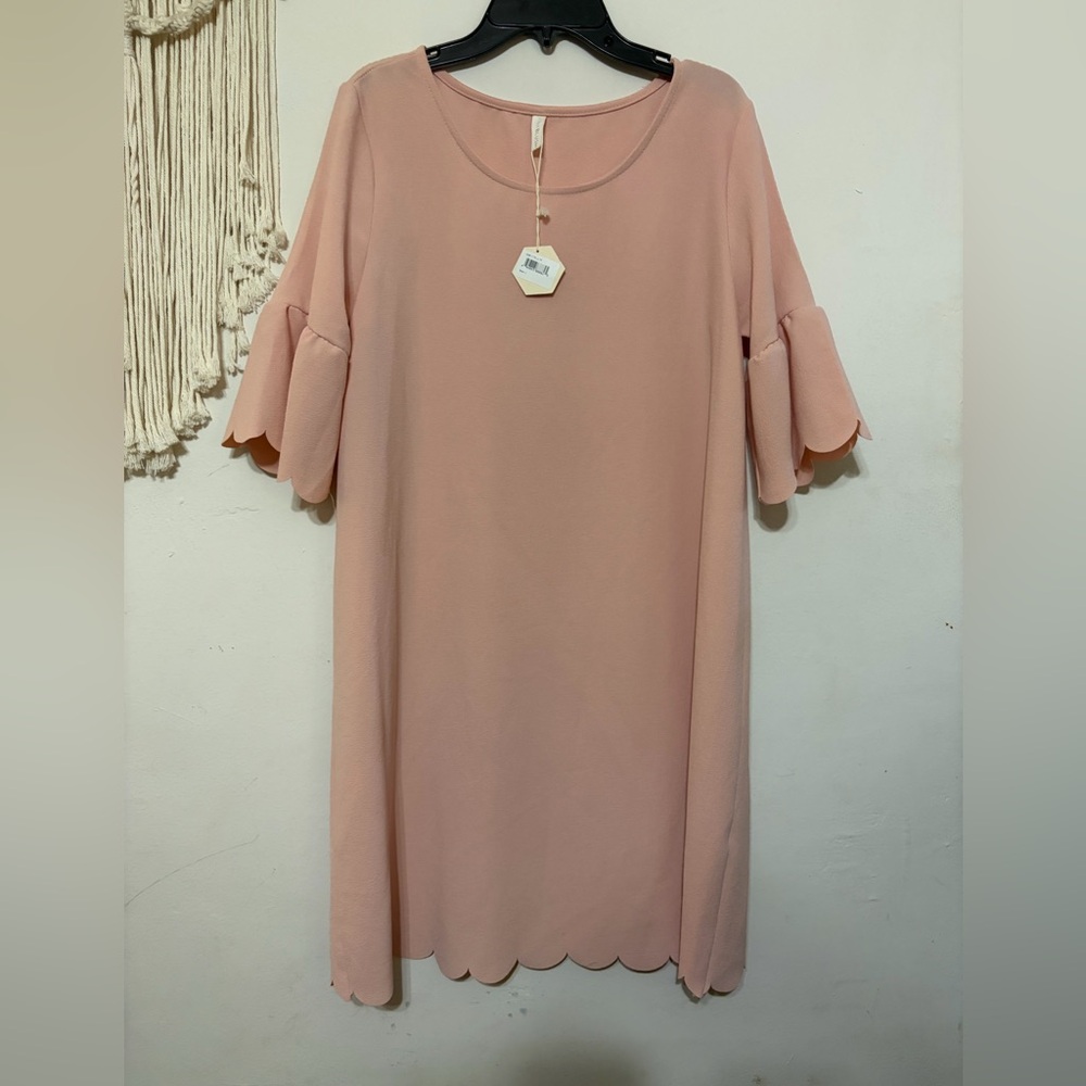 Pinkblush Scallop Sleeve Maternity Dress in Blush Pink